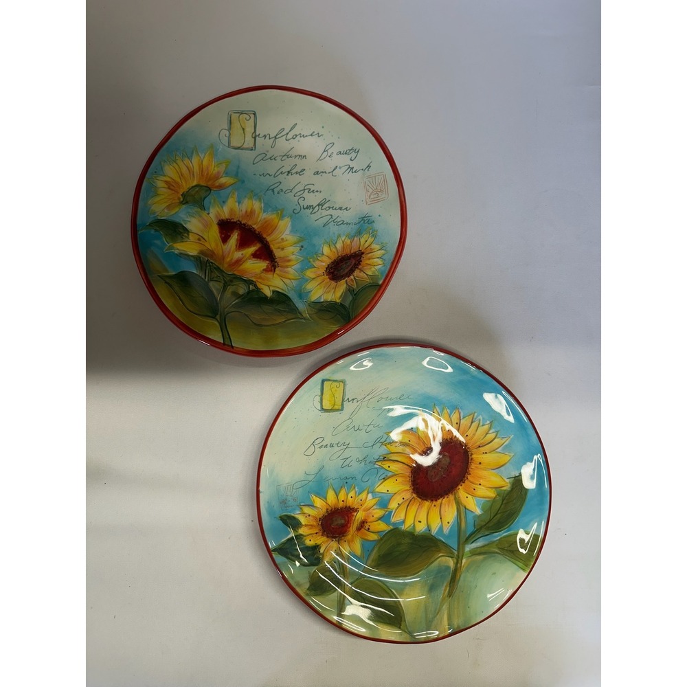 Certified International Meadows Susan Winget 8.5" Sunflower Salad Plate Set of 2